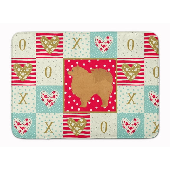 Pomeranian 1 Love Machine Washable Memory Foam Mat Red