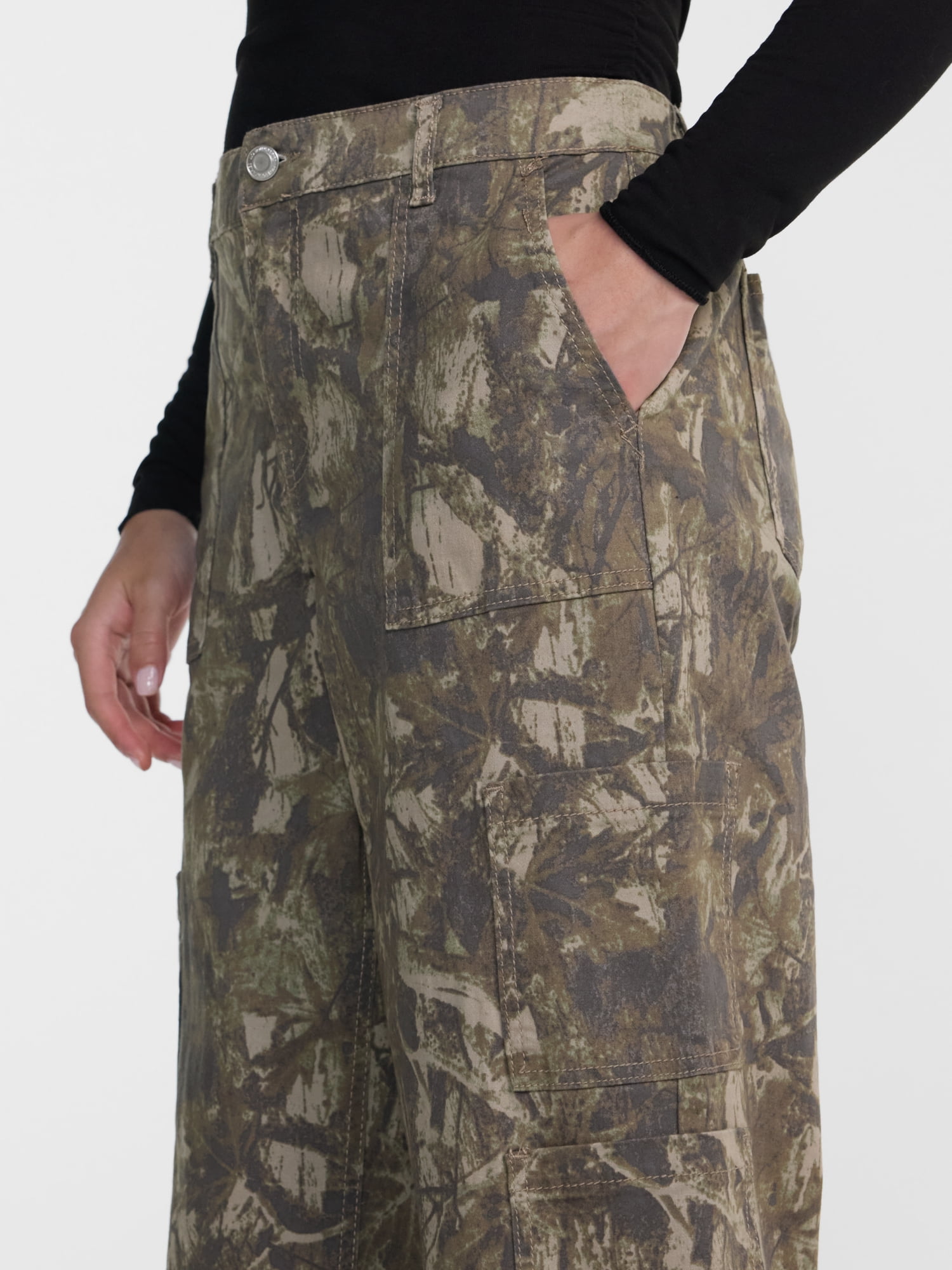 No Boundaries Wide Leg Cargo Pants, 33.5'' Inseam, Women's and Women's Plus XXS-4X