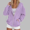 thumbnail image 2 of NOLDARES Womens Zip Up Hoodies Oversized Sweatshirt Fall Fashion Outfits Casual Hooded Jackets(Light Purple,M), 2 of 7
