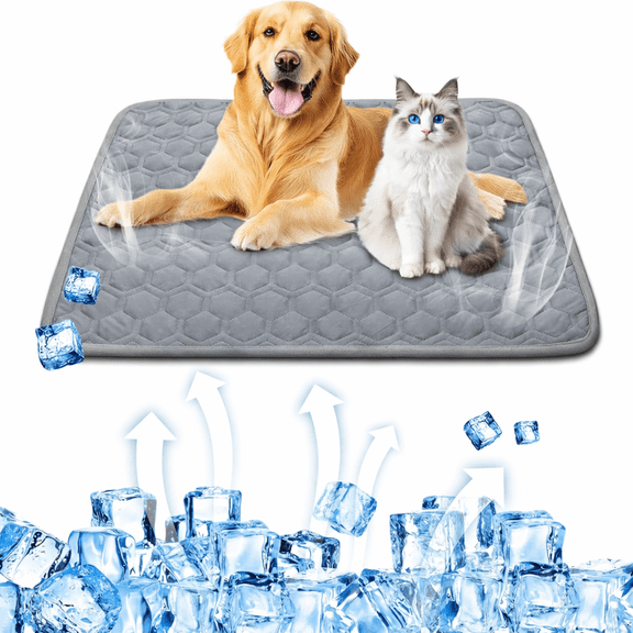 Upgrade Dog Cooling Mat, Pet Dog Self Cool Pad, Ice Silk Washable Cooled Mat for Dogs Cats Kennels Crates Beds