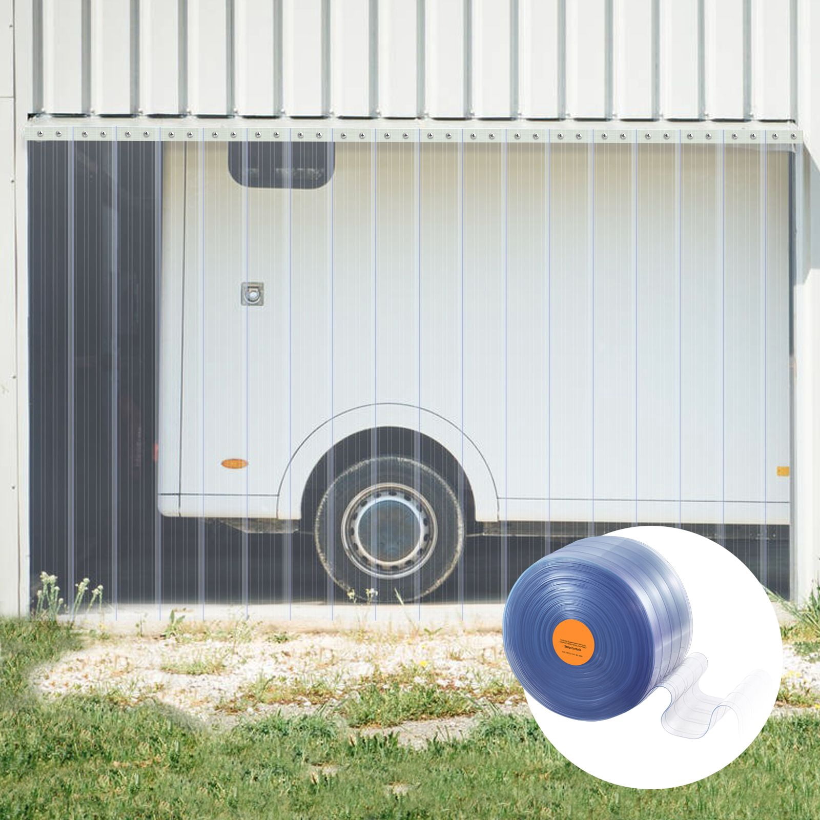 Clear PVC Strip Curtain, 50 ft Length x 8 in Width, Ribbed Plastic Door Strip Bulk Roll, Walk in Freezer Cooler Curtain Strips for Doorways of Supermarket, Garage, Warehouse, Pet Animal House