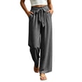 thumbnail image 5 of ZHYou No Boundarie Flowy Pants for Women Tied Elastic Waisted Breathable Lightweight Casual Wide Leg Trousers,Dark Gray,Size S, 5 of 8