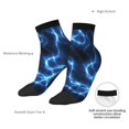 thumbnail image 4 of Goofa Blue Lightning Pattern Non Slip Socks with Grips for Elderly, Crew Socks Yoga Hospital Socks Cushioned Sole Gripper Socks for Men Women, 4 of 5