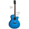 Luna Gypsy Spruce Top Grand Auditorium Acoustic Guitar, Quilted Ashe Blue