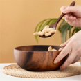thumbnail image 3 of Wooden Salad Bowl Round Dessert Displays Serving Trays Fruit Food Salads Snack Soup Bowl for Home Coffee Shop C, 3 of 5
