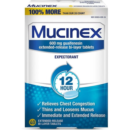 4 Pack - Mucinex 12-Hour Chest Congestion Expectorant Tablets, 40 Each