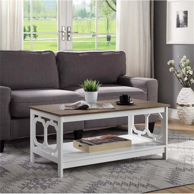 Pemberly Row Table Basse en Blanc et Fini Bois Brun Bois Flotté