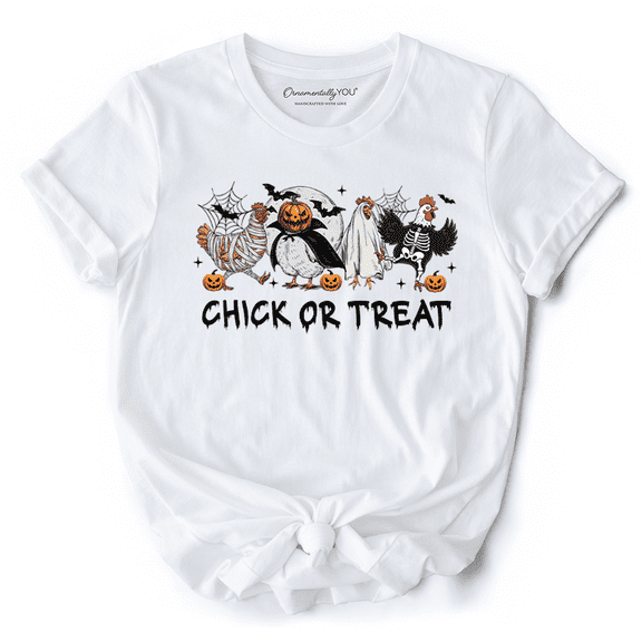 Chick or Treat Spooky T-Shirt, Halloween Chicken Tee for Country Life Enjoyers