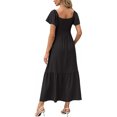 thumbnail image 5 of Daiosportswear Womens Summer Casual Midi Dress Square Neck Ruffle Short Sleeve Smocked High Waist A Line Wedding Guest Dresses,Women'S Short-Sleeved Dress Black XXXL, 5 of 9