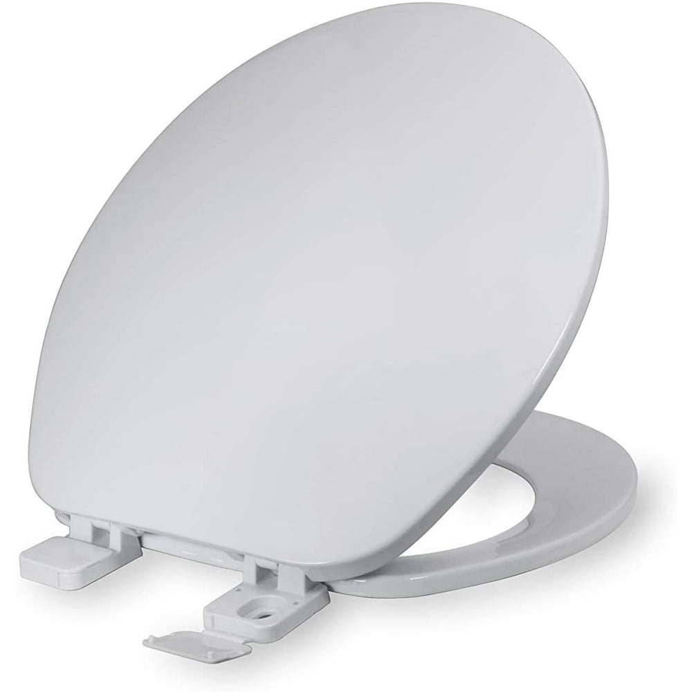 Highcraft Round Plastic Toilet Seat Slow Close Adjustable Hinge, White