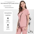 thumbnail image 2 of VIAOLI Zipper Scrubs for Women Set Work Utility Modern Nursing Uniform Athletic Healthy Beauty Wear Elastic Suit 8 Pockt, 2 of 6