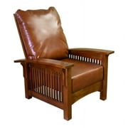 Crafters and Weavers Arts and Crafts Leather Morris Chair in Reddish Brown