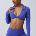 thumbnail image 7 of Women's V Neck Sports Bras Workout Running Athletic Bra Long Sleeve Crop Tops Metamorph Sienna Twist Deep V Workout Cropped T Shirt Top with Compression for Yoga Pilates Gym Outfit, 7 of 7