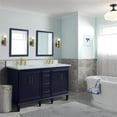 thumbnail image 2 of 61 in. Double Wooden Vanity Blue White Quartz Rectangle Sink, 2 of 14