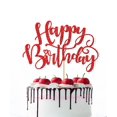 thumbnail image 1 of Adorno para Pastel Naicaek Artesanal con Brillantina Feliz Cumpleaños Rojo, 1 of 7
