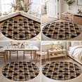 thumbnail image 4 of Round Area Rugs 4Ft, Burnt Orange Geometric Non-Slip Washable Circle Rugs Carpet, Black White Boho Indoor Outdoor Rug Floor Mats Throw Runner for Bedroom Living Room Bathroom, 4 of 8
