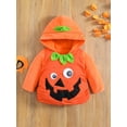 thumbnail image 2 of Qmyliery Baby Pullover, Halloween Cartoon Patterns Long Sleeve Hooded Tops Autumn Outfit, Orange, 6 Months-3 Years, 2 of 9