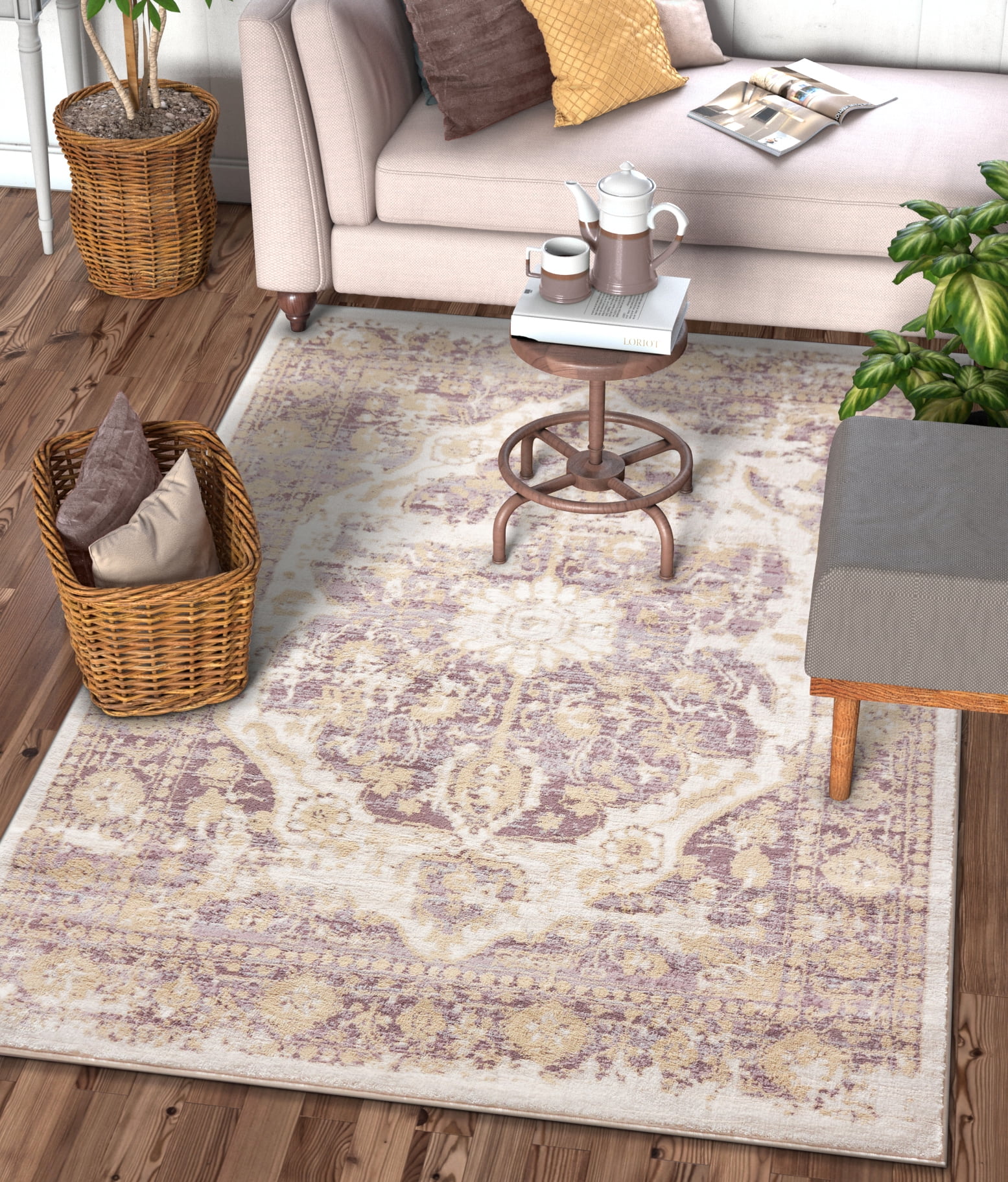 Well Woven Millie Tribal Lavender Medallion Area Rug 5x7 (5'3" x 7'3