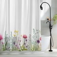 thumbnail image 2 of Watercolor Flowers Fabric Shower Curtain Floral Leaves Plant Washable Shower Curtains for Bathroom, Waterproof Bath Curtain with Hooks Home Decor 72x84in, 2 of 8