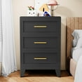 thumbnail image 2 of Metal Small Dresser for Bedroom, Black Dressers & Chest of Drawers, 3 Drawer Dresser with Curved Corner, Storage Cabinet for Living Room, Entryway, Home Office (Black, 23.62" W), 2 of 8