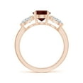 thumbnail image 2 of ANGARA Natural Oval Garnet Three Stone Ring with Pear Diamonds in 14K Rose Gold (9x7mm Garnet) | January Birthstone, Anniversary, Jewelry Gift for Women | Natural Garnet Ring (Ring Size - 12.5), 2 of 8