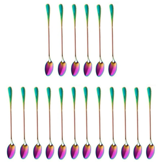 Cucharaditas de Cafe, Juego de 18 Cuchara de Cafe de Color del Iris Cuchara de Desierto de Helado de Manejar Cuchara de de Coctel Cuchara de Mezcla