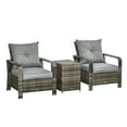 thumbnail image 2 of Outsunny 3 Piece Patio Furniture Set, PE Rattan Wicker Storage Table and Chairs w/ Tufted Cushions, Gray, 2 of 9