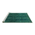 thumbnail image 2 of Ahgly Company Machine Washable Indoor Round Oriental Turquoise Blue Modern Area Rugs, 7' Round, 2 of 4