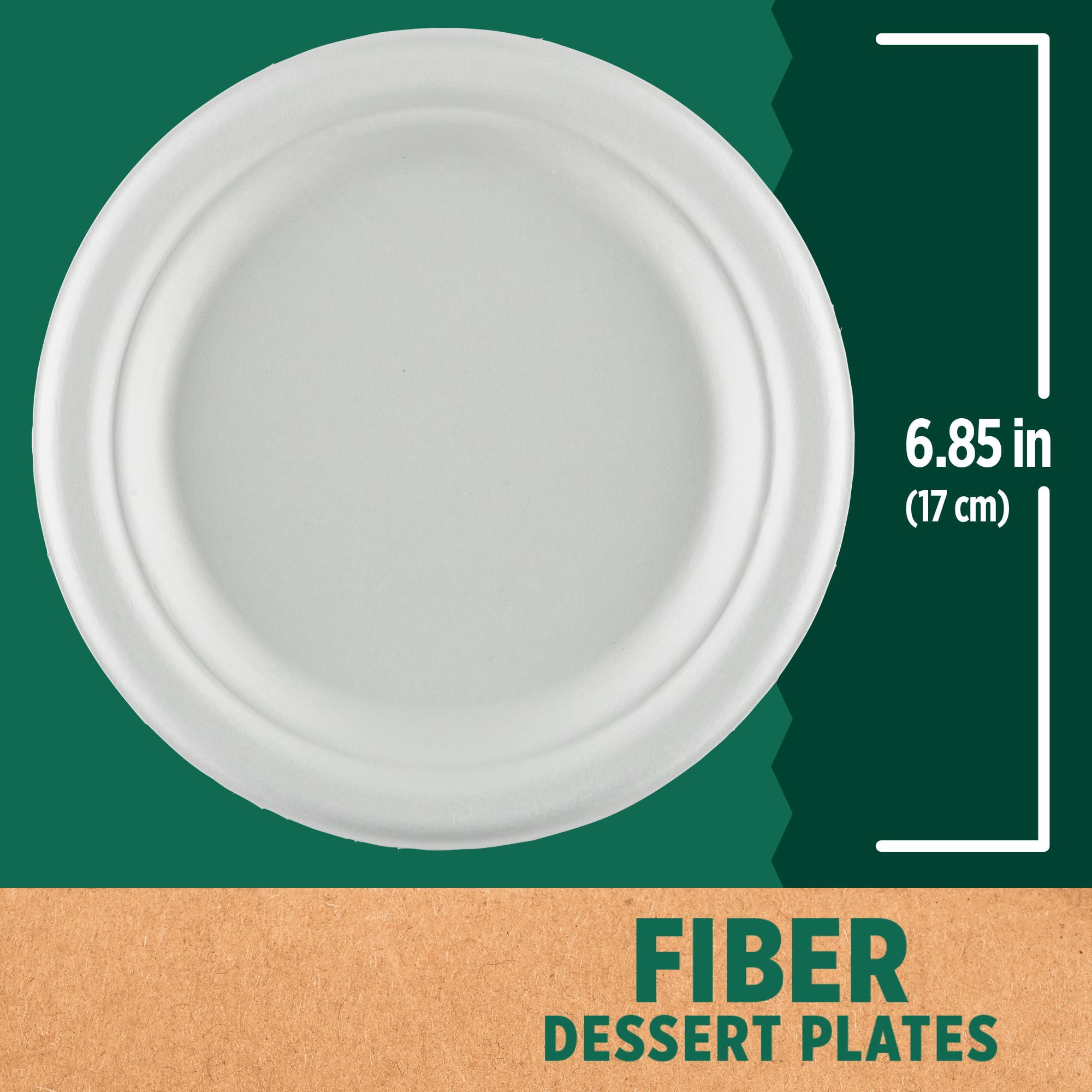 LifeMade 300 Count 6.85 in Dessert Plate Compostable Heavy-Duty Fiber, Home and Commercial Disposable