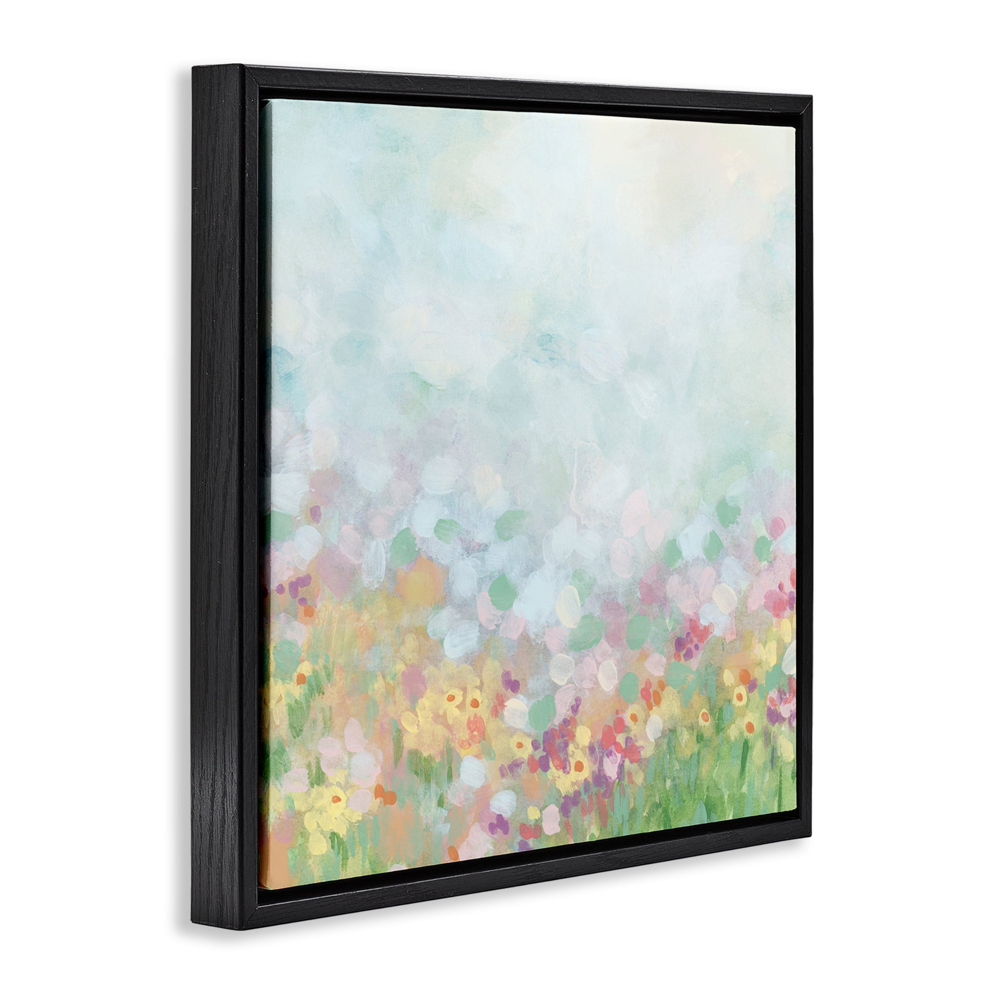 Stupell Industries Abstract Daisy Field Abstract Painting Black Floater Framed Art Print Wall Art, 18 x 18