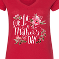 thumbnail image 4 of Inktastic Our First Mother's Day Pink Flowers Women's V-Neck T-Shirt, 4 of 5
