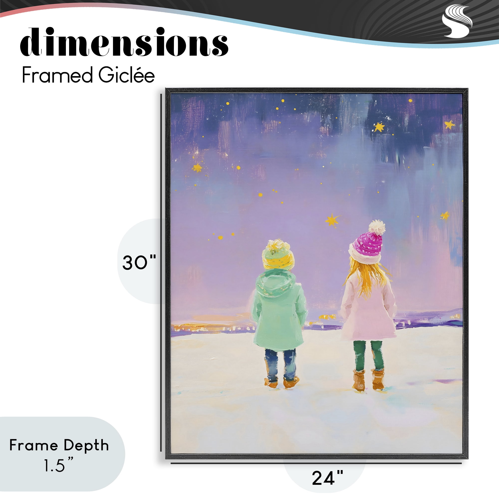 Stupell Industries Children Watching Starry Winter Sky Black Framed Giclee Art, design by The Prints Vibe