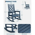 thumbnail image 3 of Outdoor Rocking Chair, HDPE Weather Resistant Patio Adirondack Chair Porch Rocker with Wood Texture & 380 LBS Support for Deck, Pool, Backyard, Navy Blue, 3 of 7