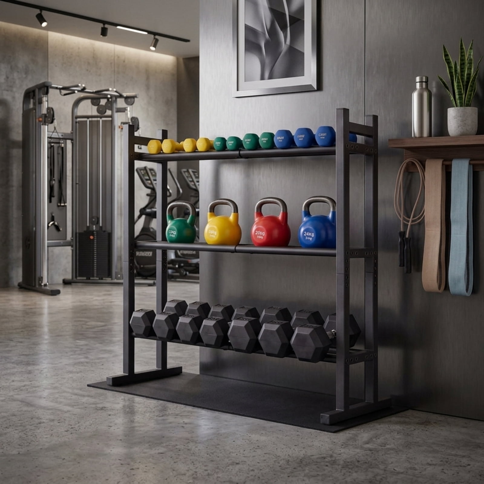 Airfind 3 Tier Dumbbell Rack Heavy Duty Weight Storage Stand with 529 lb Capacity and Adjustable Bar Spacing for Home Gym and Garage, Black