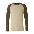 thumbnail image 2 of BELLA + CANVAS - Long Sleeve Jersey Baseball Tee - 3000 - Tan/ Army - Size: M, 2 of 3