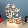 thumbnail image 4 of 2 juegos de lámpara LED de madera de Ramadán, linterna LED de Ramadán, luces decorativas de Ramadán, linternas de estrella de media luna decorativas para fiestas de regalos de Eid Mubarak (20*14 cm), 4 of 5