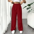 thumbnail image 2 of IDALL Wide Leg Pants Woman Dress Pants Women Womens Casual Wide Leg Dress Pants High Waist Tailored Down Pants With Pockets High Waisted Pants Womens Pants Red L, 2 of 8