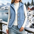 thumbnail image 4 of Auralook Women's Fleece Vest Outerwear Sleeveless Lightweight Button Hooded Jackets Warm Soft Vests with Pockets, 4 of 7