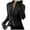 Black, variant on Women's Stand Up Collar Striped Double Zip Sweater Jacket Tight Stretch Top Black S