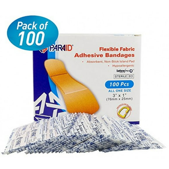 Flexible Fabric Bandages - Flex Fabric Adhesive Bandages Finger-Tip Bandages Knuckles and Thumb Bandages for Finger Care and to Protect Wounds from Infection - (100 Count Box)
