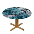 thumbnail image 3 of HAOXIT Round Table Cover Elastic Edged Vintage Floral Blue Grey Roses Tablecloths Heavy Duty for Round Table Oil-Proof Wipeable Table Cloth 46-50, 3 of 8
