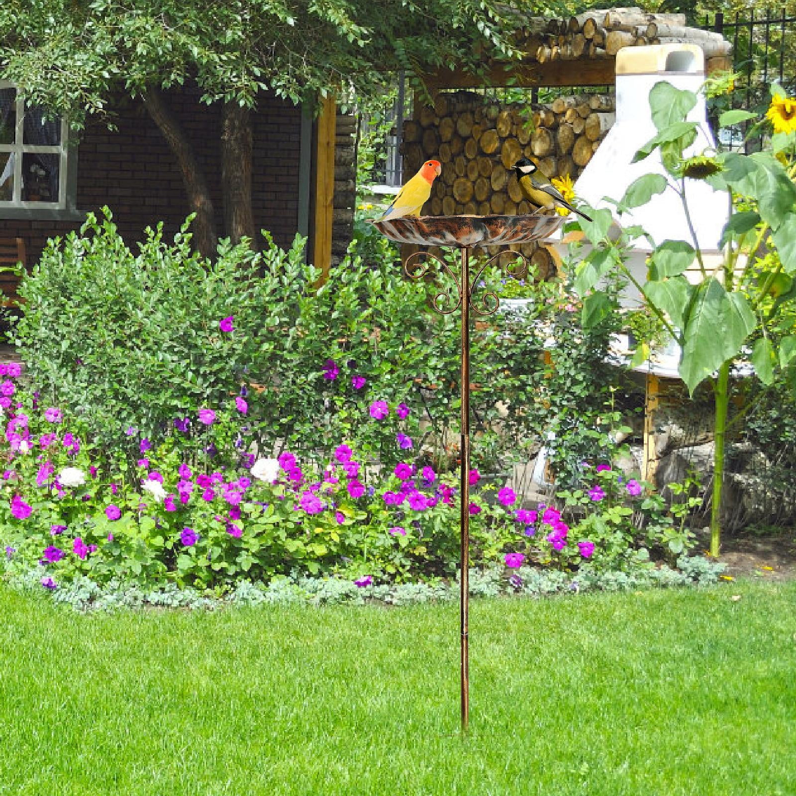 colaxi Bird Bath Bowl Birdbath Sturdy Iron Detachable Easy to Assemble Bird Feeder with Stake for Porch Backyard Patio Outside Decor