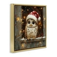 thumbnail image 3 of Stupell Industries Festive Owl with Holiday Lights Animals Painting Gold Floater Framed Canvas Art Print Wall Art, 25 x 25, 3 of 9