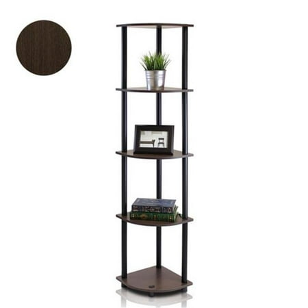 Tiered Corner Shelves Turn-N-Tube 5 Tier Corner Display Rack Multipurpose Shelving Unit, Dark Brown Grain & Black - 57.7 x 11.6 x 11.6 in. ()