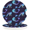 thumbnail image 1 of SPEKSEE Mermaid Print Ceramic Car Interior Coasters 2 Pack, Anti Slip 2.56 Inch Absorbent Cup Mat Interior Accessories Fit for Most Cars, 1 of 7
