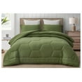 thumbnail image 2 of Olive Green Comforter Set Oversized Queen Size 3-Piece Fluffy Soft Lightweight Bedding Honeycomb Geometric Quilted Stone-Washed Microfiber Comforter Set for All Season, 2 of 2