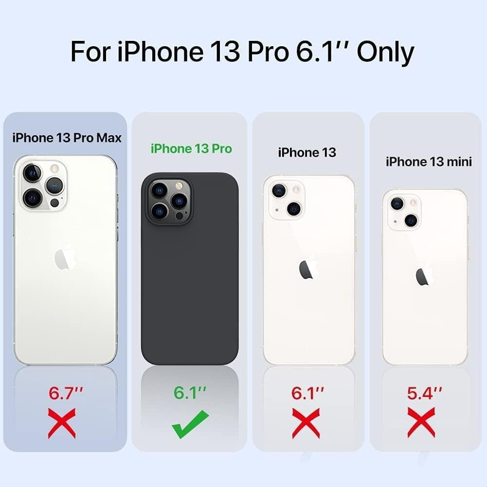 CellEver Heavy-Duty Silicone Case for iPhone 13 Pro - Two Shatterproof Glass Screen Protectors, Military Drop Protection, Scratch-Free Interior, Light Blue
