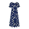 thumbnail image 5 of Viikei Women's High-Low Short Sleeve Dress,Women's Printing Casual Short Sleeve Crewneck Dress Flowy Tiered Maxi Beach Dress with Pockets Navy M, 5 of 6