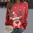 thumbnail image 2 of HNMKIU Chandail en Molleton Col Rond Femme Joyeux Noël Imprimé Col Rond Chandail Manches Longues Décontracté, 2 of 4
