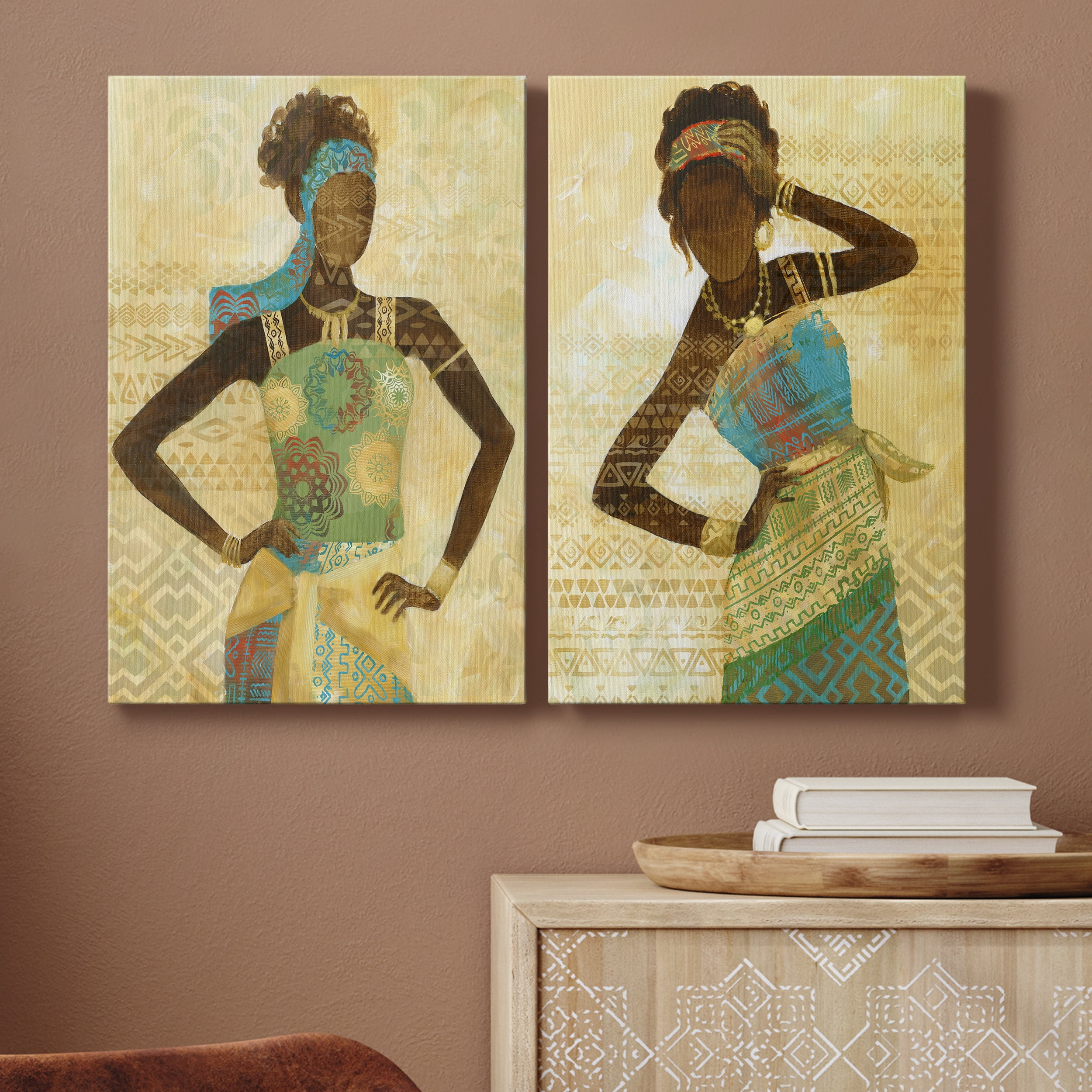 Tribal Vision I Premium Gallery Wrapped Canvas - Ready to Hang - Set of 2 - 18 x 27 Each
